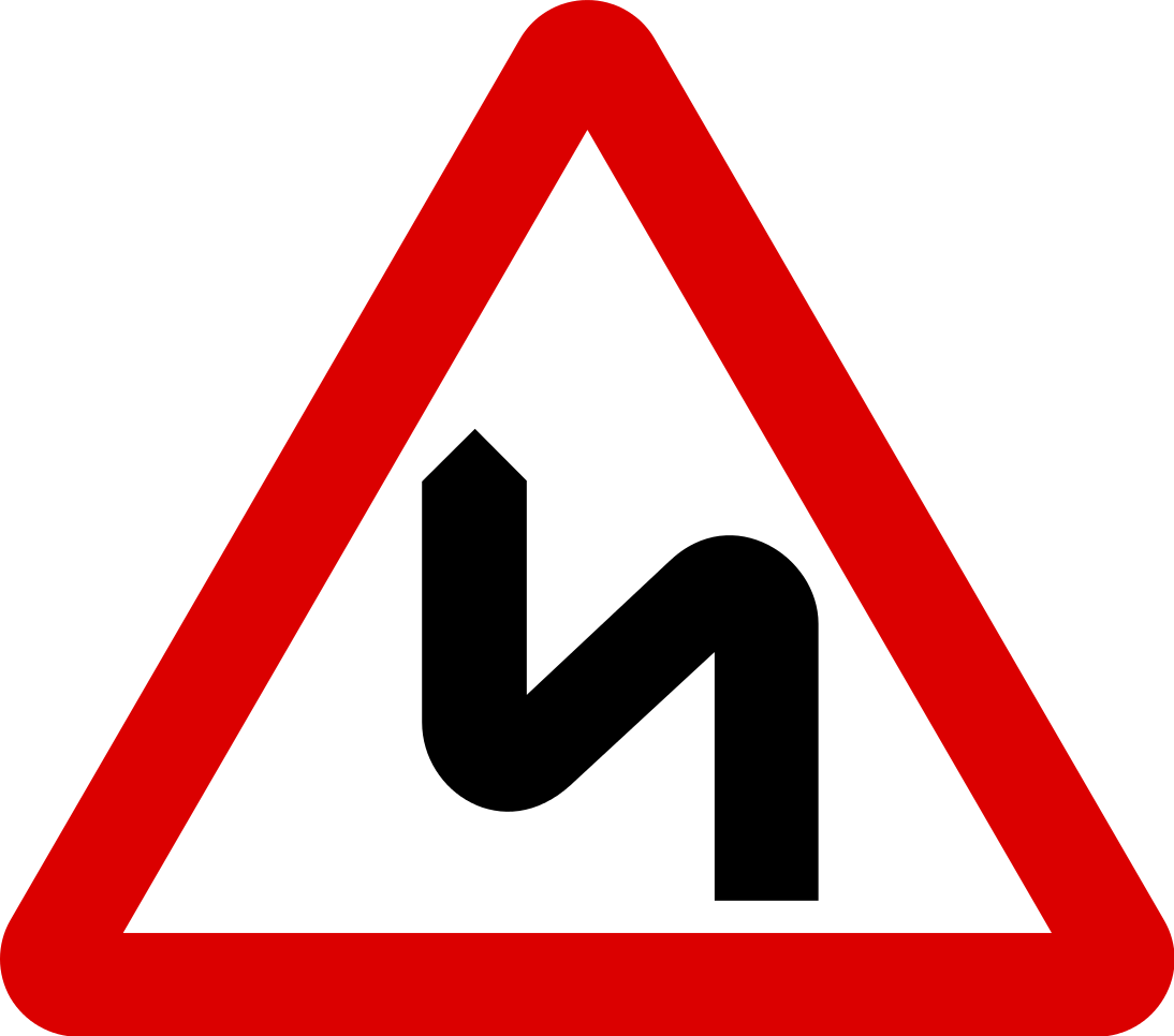 Double bend first to left (Right if symbol is reversed)